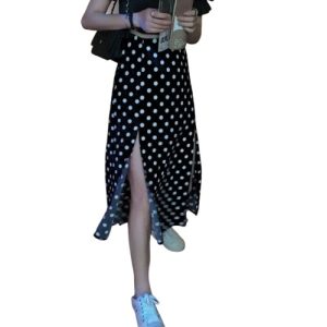 Jupe Décontractée Pois Style Français