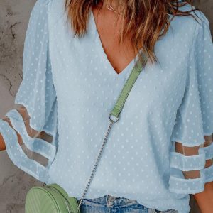 Chemisier Maille Pois Élégant Femme Été