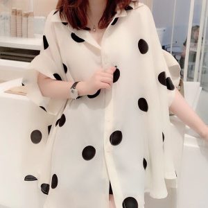 Chemisier Manches Courtes Élégance Pois Subtilité