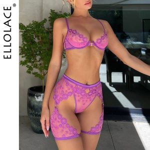 Ellolace Ensemble Lingerie Luxe Dentelle Transparente