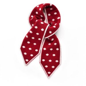 Écharpe Vintage Pois Rouges Laine Douce