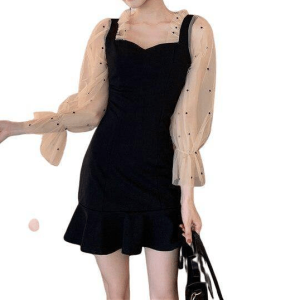 Robe Manche Longue A Pois Grande Taille Chic