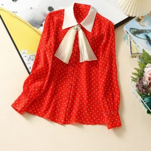 Tcyeek Chemisier Élégant Soie Printemps Unique