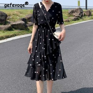 Robe Midi Élégante Imprimée Été Femme