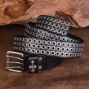 Ceinture Métal Punk Hommes Double Rangée