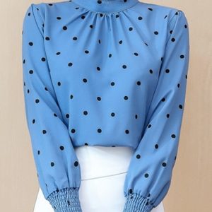 Chemisier Col Montant Femmes Mousseline Pois