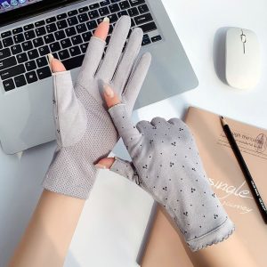 Gants Cyclisme Femmes Pois Extensibles Respirants Coton