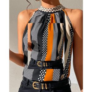 T-Shirt Vintage Élégant Décontracté Mode Femmes Pois