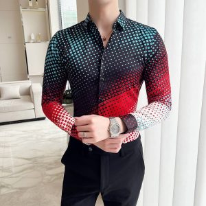 Chemise d&rsquo;Été Dégradé Pois Hommes