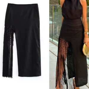 TRAF Jupes Longues Noires Élégantes