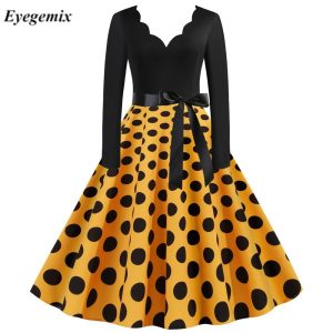 Robe De Noël Vintage Élégante À Pois