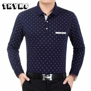 Polo Manches Longues Jersey Homme Motifs À Pois