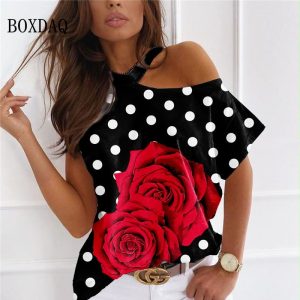 T-Shirt Classique Imprimé Élégant Femme Mode