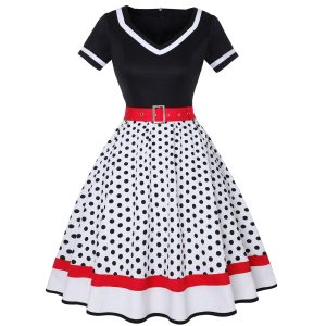 Robe Soirée Élégance Unique Vintage Pois