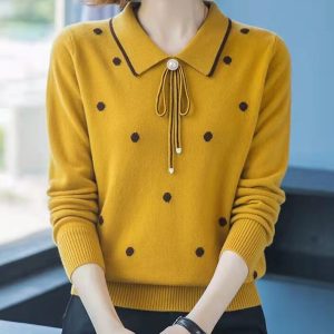Pull Motif Pois Manches Longues