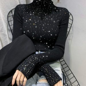 Pull À Col Roulé En Sequins.