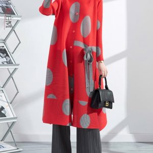 LANMREM Robe Plissée Élégante Pois Femme