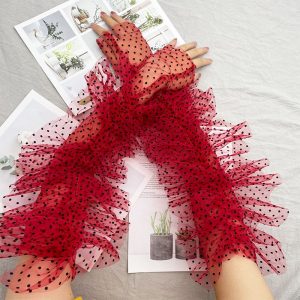 Gants À Pois Élégants Volants Rétro Femme.