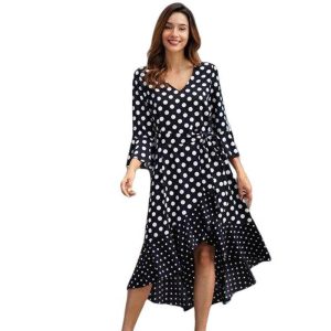 Robe a pois ceinture noeud