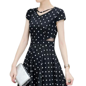 Robe Korean Style À Pois Courte