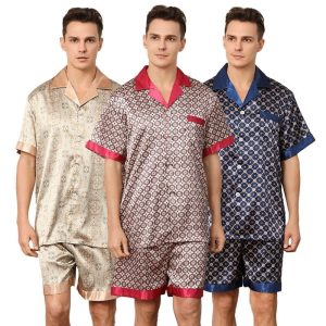 Ensemble Pyjama Satin Homme Été Pois