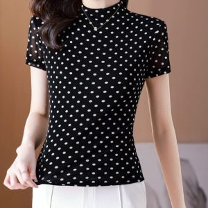 T-Shirt Manches Courtes Élégant Vintage Mode