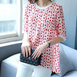 Chemisier Demi Manches Mousseline Pois