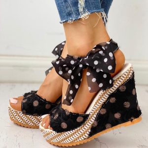 Comemore-Espadrilles Nœud Papillon Mode Pois