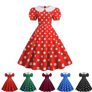 Robe D&rsquo;Été Rouge Vintage À Pois