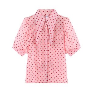 Chemise Manches Bouffantes Pois Claudine Décontracté Été