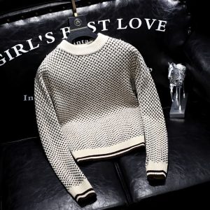 Pull Slim Fit Col Rond Hommes Pois