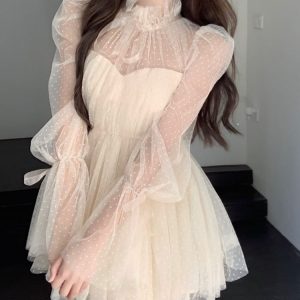 DegradDot Mini Robe Femme Vintage Slim