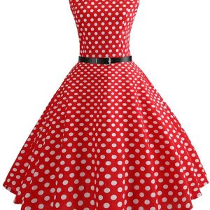 Robe D&rsquo;Été Rouge Élégante À Pois