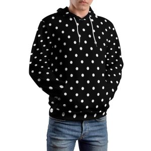 Sweat Capuche Rétro Homme Pois Noir Rouge