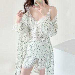 Ensemble Pyjama Soie Bretelles Pois