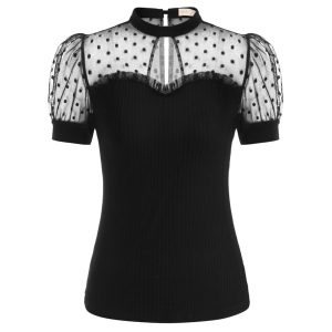 Pepper Poque Chemise Femme Transparente Rétro