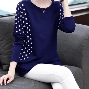 T-Shirt Élégant Assorti Surdimensionné Automne Femmes Rond