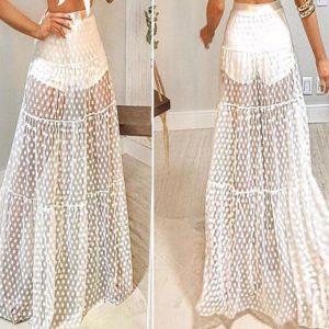 Longue Jupe Plage Maille Transparente