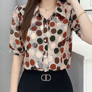 Chemise Coréenne Pois Femmes Décontractée Été