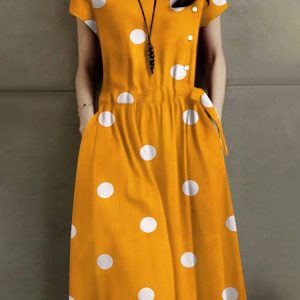 ZANZEA Robe Élégante Femme Bohème Pois