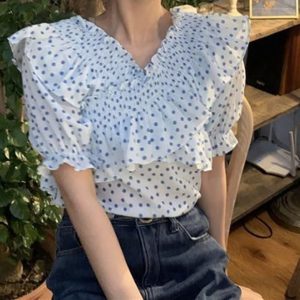 Chemise Volants Épissés Mode Décontractée Pois