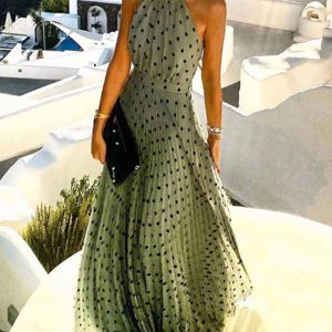 Robe Maxi Plissée Boho À Pois Chic