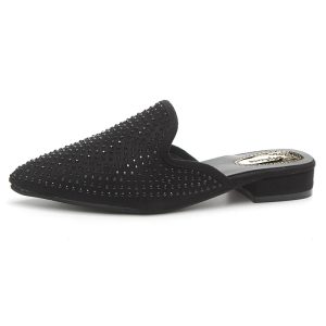 Mules À Pois Femmes Paillettes Cristal Sandales Pointues