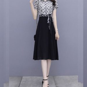 Robe Trapèze Élégante Chic À Pois