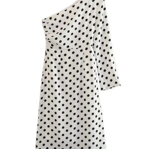 TRAF Jupe Longue Asymétrique Pois Élégance Unique