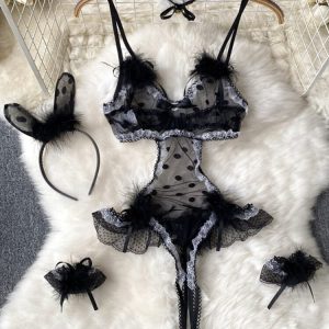 Chillgio Barboteuse Dentelle Pois Érotique