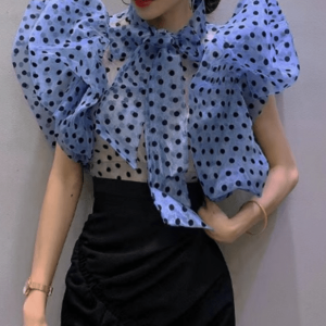 Chemises Organza Élégant Vintage Été Pois