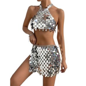 Mirror Body Sequin Tassel Ensemble