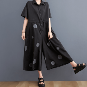 Barboteuse Longue Femme Pois Décontractée