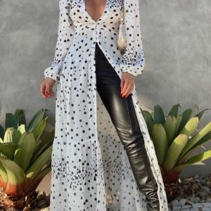 Robe Longue Décontractée Femme Pois